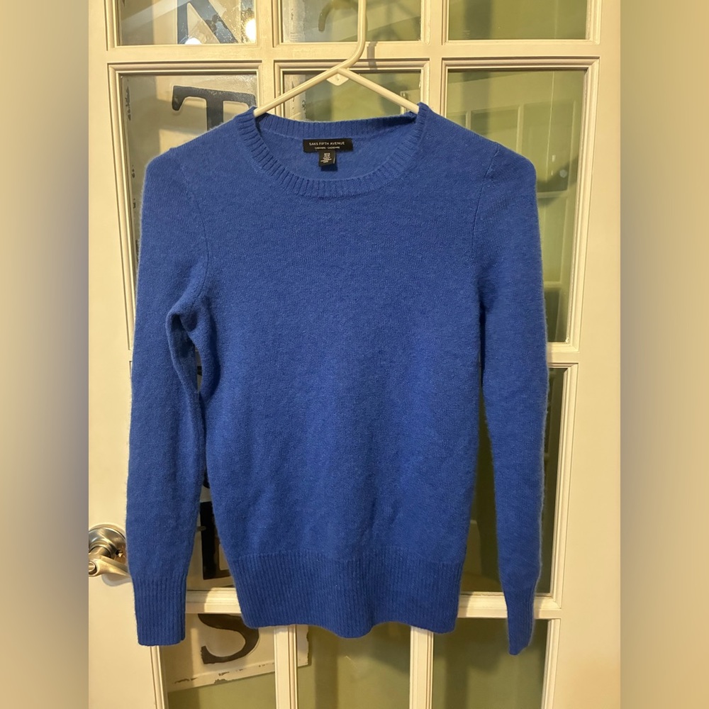 Saks Fifth Avenue Royal Blue Cashmere Crewneck Sweater - women XS